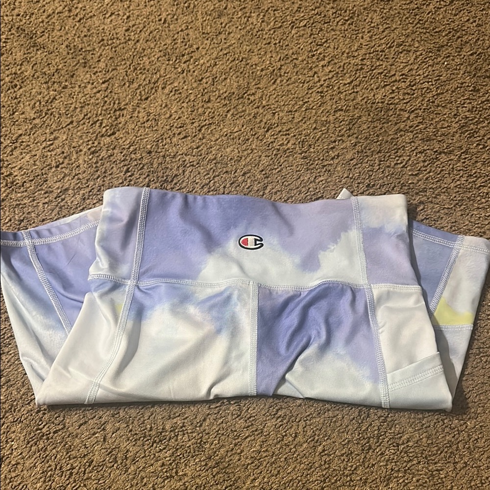 Champion Blue and White Tie-Dye Biker Shorts